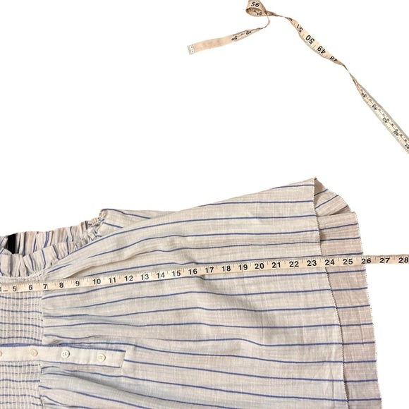 J. Crew Smocked Ruffle Gauze Top-White Stripe- Size Small - Picture 9 of 10